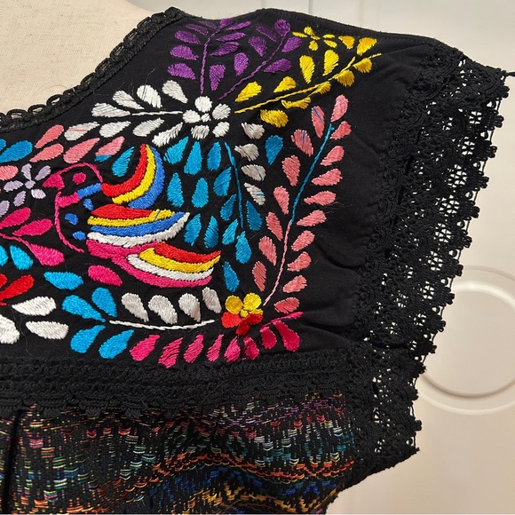 Paloma Embroidered Mexican Blouse with Hand Loom fabric. - Picture 3 of 8